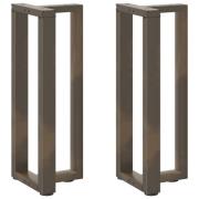 vidaXL Konsolbordsben T-formad 2 st naturstål 38x25x(72-73) cm stål
