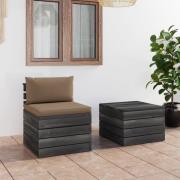 vidaXL Pallsoffa med dynor 2 delar massiv furu