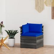 vidaXL Hörnsektion med dynor till pallsoffa furu