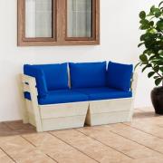 vidaXL Pallsoffa 2-sits med dynor granträ