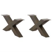 vidaXL Soffbordsben X-formade 2 st naturstål 70x(30-31) cm stål