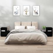 vidaXL Sängbord 2 st svart 60x34x51 cm massiv furu