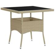 vidaXL Trädgårdsbord beige konstrotting och glas