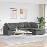 vidaXL Modulsoffa med fotpall och dynor mörkgrå