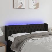 vidaXL Sänggavel LED svart 163x16x78/88 cm tyg