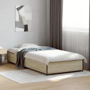 vidaXL Sängram sonoma-ek 100x200 cm konstrueradt trä och metall