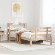 vidaXL Sängram med huvudgavel 90x200 cm massiv furu
