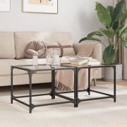 vidaXL Soffbord med transparent glasskiva 2 st 50x50x40 cm stål