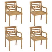 vidaXL Bataviastolar 4 st massiv teak
