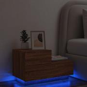 vidaXL Sängbord med LED-lampor brun ek 70x36x40,5 cm