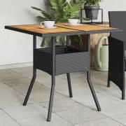 vidaXL Trädgårdsbord med akaciaträ svart 80x80x75 cm konstrotting