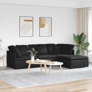vidaXL Modulsoffa med fotpall och dynor svart