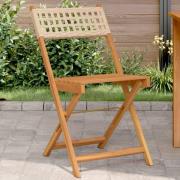 vidaXL Caféstolar 2 st beige massiv akacia och konstrotting