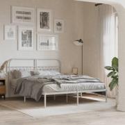 vidaXL Sängram med huvudgavel metall vit 150x200 cm