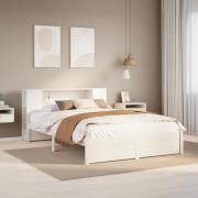 vidaXL Säng med bokhylla utan madrass vit 120x190 cm massiv furu