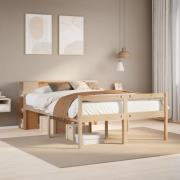 vidaXL Säng med bokhylla utan madrass 140x200cm massiv furu