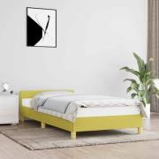 vidaXL Sängram med huvudgavel utan madrass grön 90x190 cm tyg