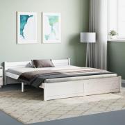 vidaXL Sängram vit massivt trä 150x200 cm