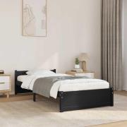vidaXL Sängram svart massiv furu 75x190 cm