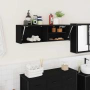 vidaXL Väggskåp för badrum svart 100x25x30 cm konstruerat trä