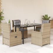 vidaXL Matgrupp för trädgården med dynor 5 delar beige konstrotting