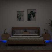 vidaXL Väggmonterade sängbord med LED-lampor 2 st sonoma-ek