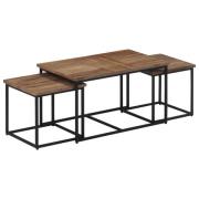 vidaXL Satsbord 3 delar massiv teak