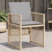 vidaXL Trädgårdsstolar med dynor 4 st blandad beige konstrotting