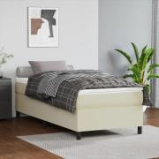 vidaXL Sängram gräddvit 90x200 cm konstläder