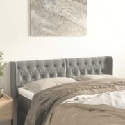 vidaXL Sänggavel med kanter ljusgrå 163x16x78/88 cm sammet