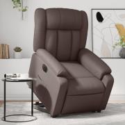 vidaXL Reclinerfåtölj med uppresningshjälp brun konstläder