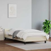 vidaXL Sängram med huvudgavel utan madrass gräddvit 90x190 cm