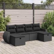 vidaXL Loungegrupp med dynor 6 delar svart konstrotting