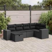 vidaXL Loungegrupp med dynor 6 delar svart konstrotting