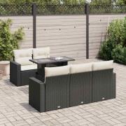 vidaXL Loungegrupp med dynor 6 delar svart konstrotting