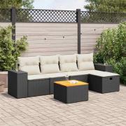 vidaXL Loungegrupp med dynor 6 delar svart konstrotting