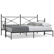 vidaXL Dagbädd med rull utan madrass svart 90x200 cm stål