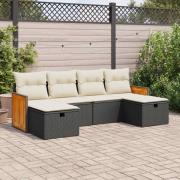 vidaXL Loungegrupp med dynor 6 delar svart konstrotting