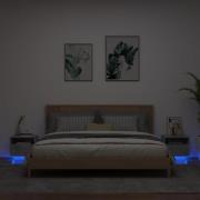 vidaXL Sängbord med LED-lampor 2 st betonggrå 40x39x37 cm