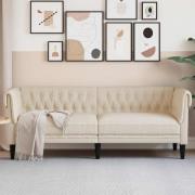 vidaXL Chesterfieldsoffa 3-sits linne