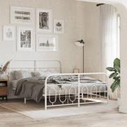 vidaXL Sängram med huvudgavel och fotgavel vit metall 135x190 cm