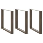 vidaXL Matbordsben U-formade 3 st naturstål 80x(72-73) cm stål