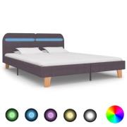 vidaXL Sängram med LED utan madrass Taupe tyg 150x200 cm