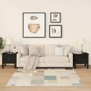 vidaXL Sidobord 2 st svart 40x40x39 cm massivt furuträ