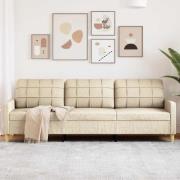 vidaXL 3-sitssoffa gräddvit 210 cm tyg