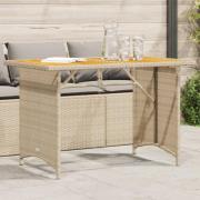 vidaXL Trädgårdsbord med träskiva beige 110x68x70 cm konstrotting