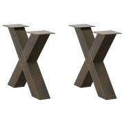 vidaXL Soffbordsben X-formade 2 st naturstål 50x(42-43) cm stål