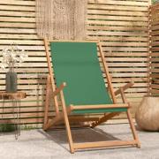 vidaXL Hopfällbar strandstol massiv teak grön
