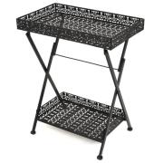 vidaXL Hopfällbart tebord vintage stil metall 58x35x72 cm svart