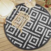 vidaXL Utomhusmatta ARAKIL vit och svart Ø160 cm PP